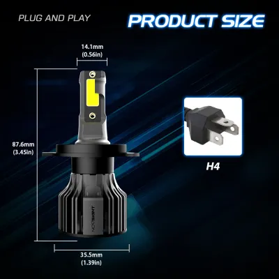 Novsight N39 2Pcs ไฟหน้ารถ LED 72W H4 H7 H11 H13 9005/HB3 9006/HB4 10000LM 6000K ไฟ LED สีขาว ไฟหน้ารถยนต์อัตโนมัติหลอดไ