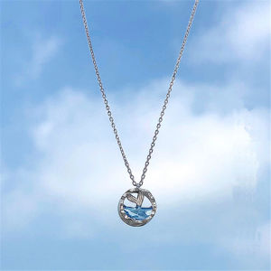 Sen seri net selebriti ledakan biru mermaid air mata kalung perempuan vibrato dengan shell yang sama kalung cahaya mewah peri perhiasan mutiara