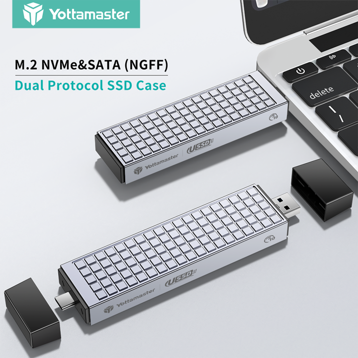 Yottamaster 10gbps Dual Protocol M2 Nvme Sata Ssd Enclosure Usb 31 Gen2 Cable Free Direct Plug