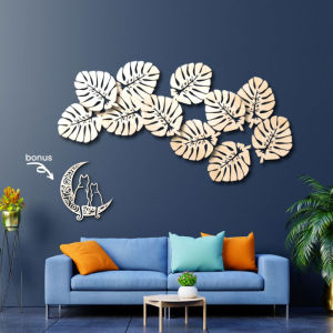 Set Hiasan Dinding Ruang Tamu Dekorasi Motif Daun Janda Bolong Pajangan Kamar Tidur