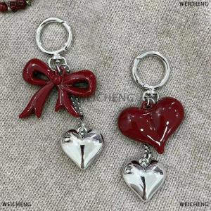 [COD] WEICHENG Simple Temperament Red Bowknot Heart Acrylic Keychain Pendant For Women Girls Versatile Backpack Decoration Accessories Gifts