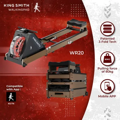 Kingsmith WR20 Foldable Water Rowing Machine ★ Water Rower ★ Up to 80kg Pulling Force