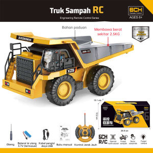 Jojotoy RC Dump Truck 6/9 Channel Dumper Konstruksi Kendaraan Mainan Bahan Paduan 2.4Ghz Remote Control
