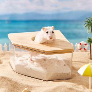 GBDSVD อะคริลิค อ่างทรายปัสสาวะหนูแฮมสเตอร์ โปร่งใสโปร่งใส พร้อมฝาปิด กล่องทรายหนูแฮมสเตอร์ อ่างอาบน้ำทราย สี่เหลี่ยมผืนผ้าทรงสี่เหลี่ยม ห้องน้ำอาบน้ำหนูแฮมสเตอร์ สำหรับ Golden Bear iea Pig