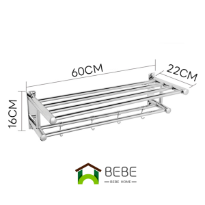 ราวแขวนผ้าเช็ดตัว ชั้นวางผ้าขนหนู  ราวแขวนผ้าในห้องน้ำ ราวตากผ้าสแตนเลส ราวแขวนผ้าสแตนเลส 2in1 และชั้นวางของ แข็งแรงทนทาน