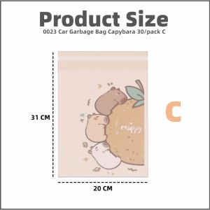 【Woody】30pcs Capybara Disposable Self Adhesive Waste Bag/Hanging Trash Pouch/Home Kitchen Car Garbage Bag