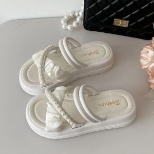 new arrival wedge sandals for women high quality korean fashion elegant pearl platform sandals slippers for women