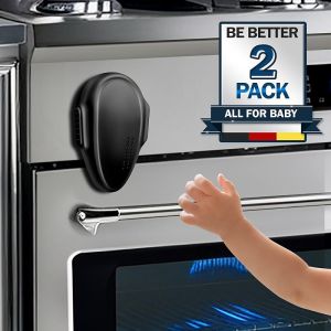 Oven Lock Child Safety (2 Pack) Kitchen Safety Oven Door Lock for Babies & Kids Stove Child Proof Childproof Oven Locks for Toddlers Upgrade Heat-Resistant Material Easy to Install (Black)