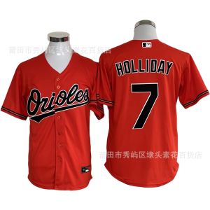 MLB Orioles  Chim Orioles Vàng Có Sẵn  7  Số   Holliday   Áo bóng chày thêu bán buôn