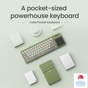 Dux Ducis & Nillkin Tri-Fold Cube Pocket Foldable Wireless Keyboard - A Small-Sized Bluetooth 3 Device Powerhouse Light weight Easy to Carry Slim Silent Quiet Typing Compact Layout Palm Rejection Technology Multi Touch Gesture Touchpad Numpad
