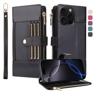 Shockproof Phone Case For iPhone 16 15 14 13 12 11 Pro Max iPhone 16 15 14 Plus Magnetic Leather Wallet Multi-Card Slot Flip Cover Casing