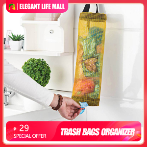 Kitchen Plastic Mesh Garbage Bag Dispenser Organizer Trash Bags Holder Storage Bag