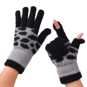 LETIGO 1pair Plush Hand Gloves Winter Gloves Open Fingertips Plush Knit Fabric Knitted Winter Gloves Gifts Thickened Warm Touchscreen Gloves Writing