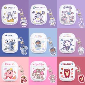 CrashStar Cute Cartoon Soft Transparent Case For AirPods 1st 2nd 3 Pro 2 1 2 3 4 i9 i9s i11 i12 inPods 12 Silicone Earphone Protective Cover With Lanyard Ring Hot Sale