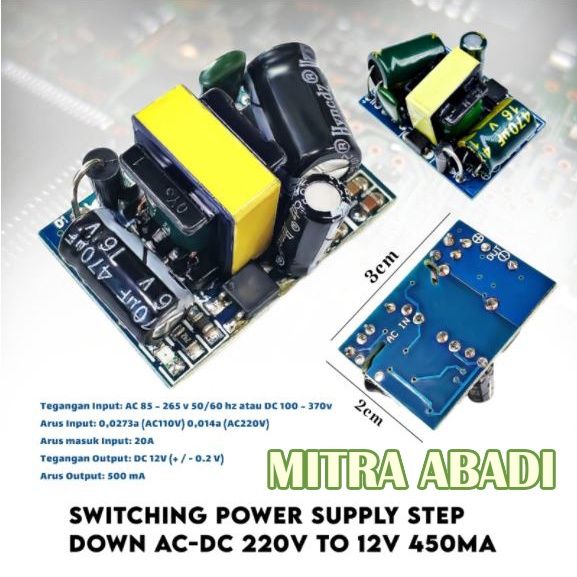 Switching Power Supply Step down AC - DC 220V to 12V 450mA | Lazada ...