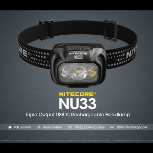 NITECORE NU33 700Lumens Triple Output USB-C Rechargeable Headlamp Built-in 2000mAh Battery White light+Red Light Headlight