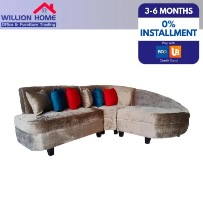 DAISY SMALL APARTMENT CORNER SIMPLE NORDIC STYLE CORNER SOFA WITH 6 PILLOWS - WILLION HOME FURNITURE