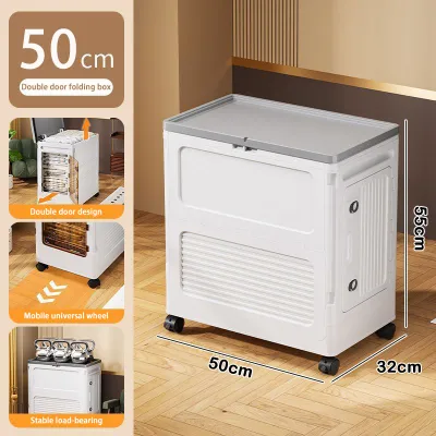 Doing Mall Large Capacity Storage Box Foldable Flip Cover Clothes Storage Basket Toy Organization Box With Wheels 翻盖收纳箱