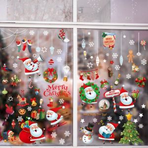 Decal trang trí Noel hít tĩnh điện - Ông già Noel và những hoạt động vào ngày giáng sinh nhộn nhịp