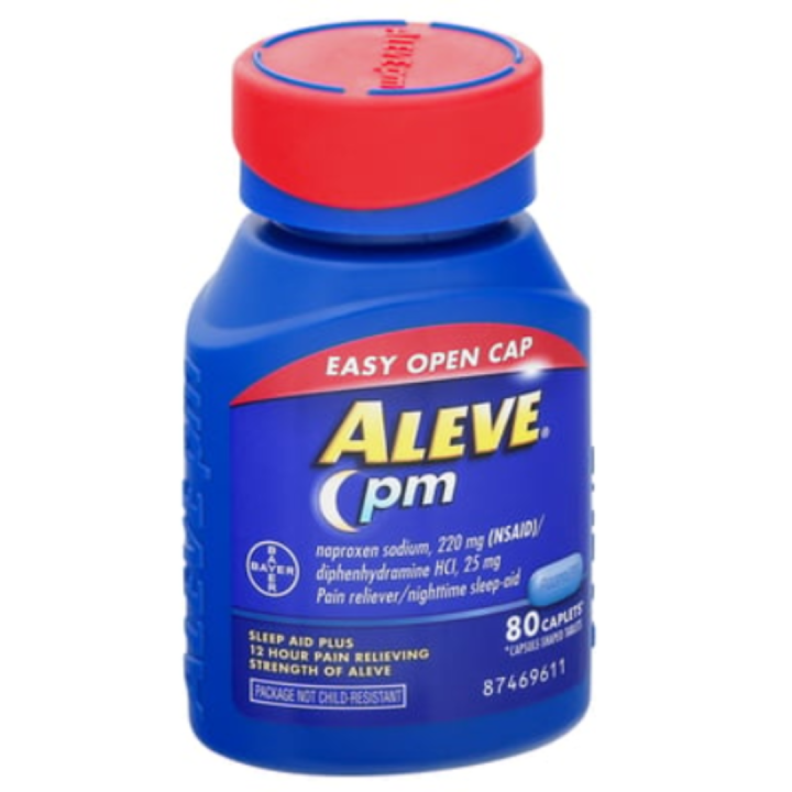 Aleve PM Caplets, Nighttime Sleep Aid, Reliever, 80 Caplets (Easy Open ...