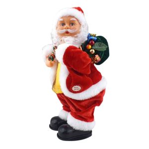UNIITY Điện Đồ trang trí ông già Noel với âm nhạc Đang đứng Đồ trang trí cây Giáng sinh Hài hước Búp bê ông già Noel Đồ dùng cho năm