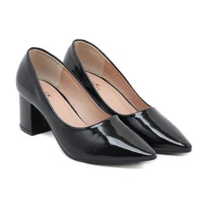 2 inch classic glossy leather pointed toe heels for women school \ offical shoes