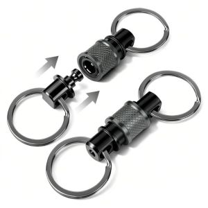 MUQZI Aluminum Alloy Quick Release Keychain Fast Release Mechanism 360 Degree Rotation Detachable Keychain Clip Portable Keychain Quick Pull Keyring Car Accessories
