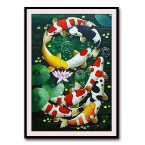 5D ภาพวาดเพชรเต็มเพชร Koi ดอกบัวใบไม้ติดแนวนอนปักเพชรงานปักครอสติชชุดเย็บปักถักร้อย