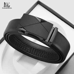 LouisWill Men’s Belt Business Belt Stylish Automatic Buckle Belt PU Leather Waistband Suit Pant Belt Stylish Simple Nice Waistband Durable Belt