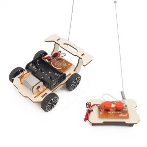 DIY STEM Educational Toy Assembly Wooden Puzzle Wireless Remote Controlled Car