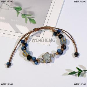 [COD] WEICHENG Chinese Ethnic Style Retro Ceramic Bracelet For Women Girls Simple Beaded Student Antique Hand Rope Jewelry Accessories Gifts