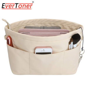 EverToner Purse Organizer Insert with Zipped Top for Tote Bag Handbag Shaper with 13 Pockets