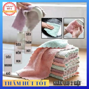 COMBO 10 Khăn Lau Chùi Đa Năng 2 Mặt Thấm Nước Tốt Mềm Mịn Dùng Để Lau Bát Đĩa Nhà Bếp Bàn Ghế