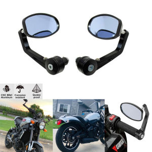 PMShop 1 Pair Motorcycle Handle Bar End Mirror Universal Rear Side View Mirrors