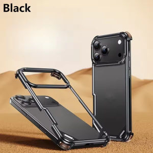 [JLK] Summer Heat Dissipation Shockproof Matte Metal Frameless Bumper Phone Case for iPhone 17 Air/17 16 15 Pro/Pro Max 4 Corner Shock-Absorbing Airbags Bumper