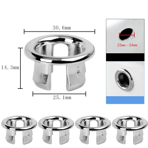 4PCS Plastic Bathroom Kitchen Basin Sink Overflow Cover Ring Insert Replacement Chrome Hole Round Drain Cap Basin Accessory