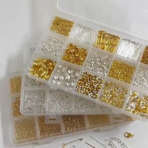 Jewelry Findings Set DIY Earrings Material Jewelry Making Starter Kit Open Jump Rings Earring Hook Jewelry Repair Supplies Tools Silver and Golden