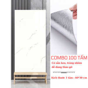 combo 100 tấm xốp dán tường giả đá cẩm thạch kích thước 60x30 cm mặt sau có sẵn keo
