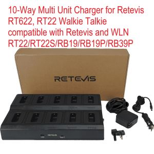 Ready Singapore stock Retevis RT622 RT22 WLN KD-C1 Walkie Talkie Charger 10-Way Multi Unit Charger 1 Pack for Retevis RT22/RT22S/RB19/RB19P/RB39P Walkie Talkie and Battery 5 LED Indicators AC/DC Adapter