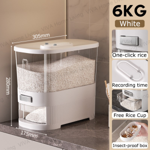 12KG Rice Dispenser 12CM Width Fully Transparent Moisture-Proof Sealed Grain Rice Storage