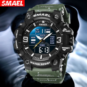 SMAEL Top Fashion Brand Mens Watches Sports Waterproof Leisure Light LED Digital Analog Quartz Watch Date Alarm Stopwatch Clock