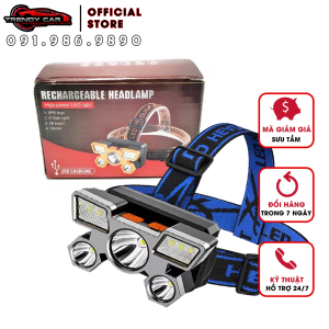 Đèn Pin Đội Đầu 5 Bóng Đèn Pin Siêu Sáng Tích Điện Chống Nước Thích Hợp Đi Dã Ngoại Câu Cá Cắm Trại hoặc Đi Bộ Đường Dài