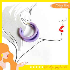 Khuyên tai - bông tai thời trang 3 vòng tròn màu tím Nàng Ther 07