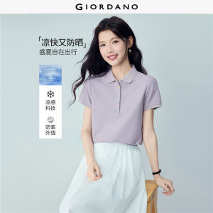 Giordano Beau Monde Women Cooling anti-UV rainbow buttons slim polo shirt Free Shipping 13316399