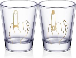 Bride and Groom Glasses 2 Pieces Ring Finger Wedding Wine Glasses Funny Bride Wine Glass 2 oz Wine Glasses Mr and Mrs Engagement Gifts Stemless Wine Glass for Newlyweds Couples