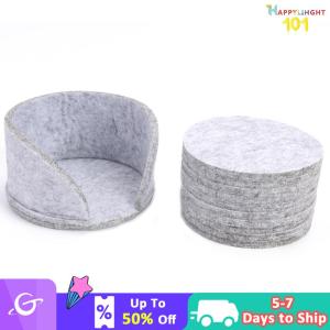 ที่รองถ้วยทนความร้อน10รอบชุดที่รองแก้วผ้าสักหลาดทนทานสำหรับที่ตีฟองนมเครื่องดื่มร้อนและเครื่องดื่มเย็นๆ