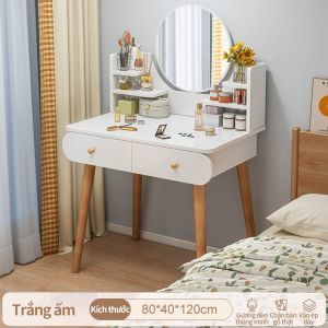 Bàn Trang Điểm Có Gương LED 2 Ngăn Kéo Để Đồ Phong Cách Hiện Đại (80*40*120cm)