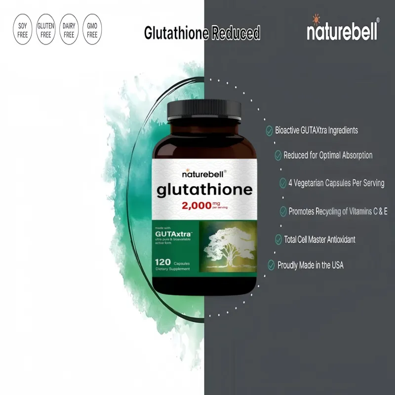 natureBell 120 Capsules Glutathione Supplement 2000 mg per Serving | 98%+  Certified Purity, Biodegradable Reduced Glutathione Pills, Active Form,  Master Antioxidant - Non-GMO