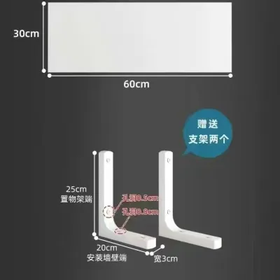 (SG Stock) Wall Shelf Wall Bookshelf Wall-Mounted Partition Wall Shelf Wall-Mounted Wooden Board Bracket Hanging Single Shelf