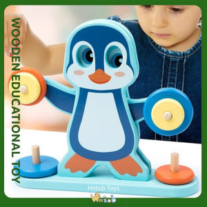 Hntob Wooden Penguin Balance Enlightenment Kindergarten Education Parent-Child Desktop Interactive